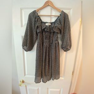 Free People Navy Patterned Mini Dress